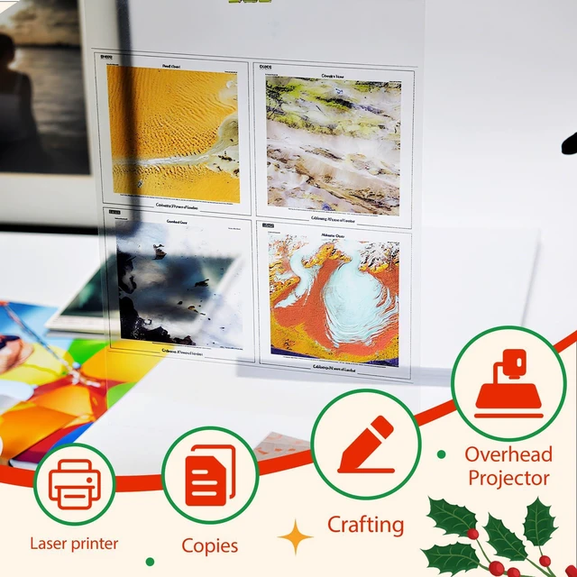 Alt view image 5 of 7 - 200 Sheets Laser Transparency Film 8.5x11 Color Transparent Paper OHP Clear Overhead Projector Film 8.5x11" for Laser Jet Printer Copier Copy Copies Photo Transparent Film A4 Letter Size (200)