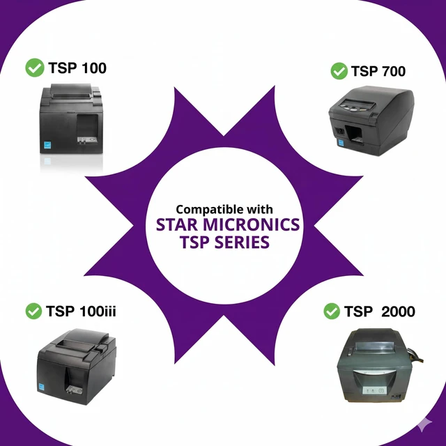Alt view image 2 of 6 - Thermal Paper Compatible with Star Micronics TSP100iii, TSP100-30 Rolls 3.12 inch x 230 ft - BPA Free