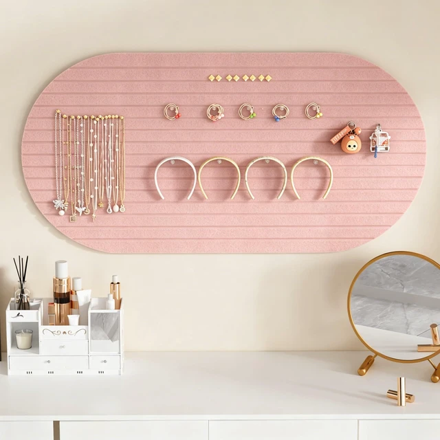 Alt view image 6 of 7 - Felt Bulletin Board 47" x 24", Cork Board Alternative with 30 Push Pins 4 Customizable Modular Decorative Felt Pin Board, Vision Board for Office Home Bedroom Wall Decor, Photo Picture Display
