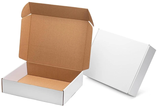 Main image of 13x10x3 White Shipping Boxes Corrugated Cardboard Box 24 Pack Tab Locking Literature Mailer Flat Empty Gift Packing Supplies - Packaging for Small Business