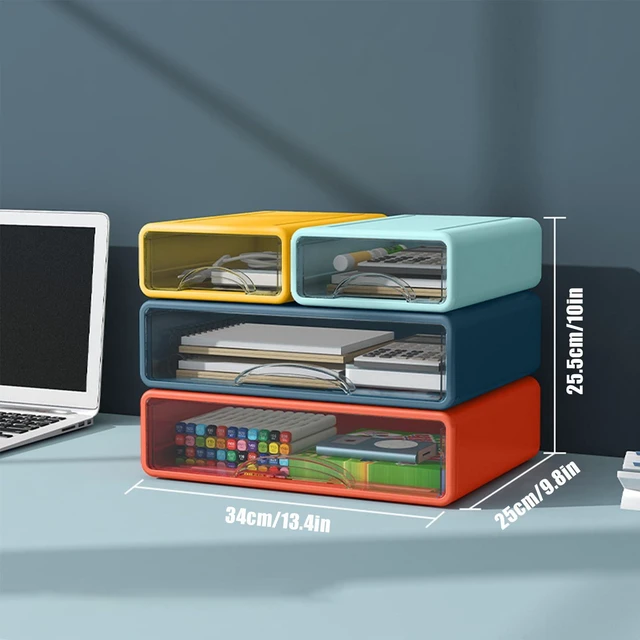 Alt view image 3 of 7 - Desk Organizer with Drawers, Stackable Storage Drawers with Compartments Desktop Organization for Office Supplies, Makeup, Pencils, Tape, Erasers, Paperclips, Chargers (2S2M)