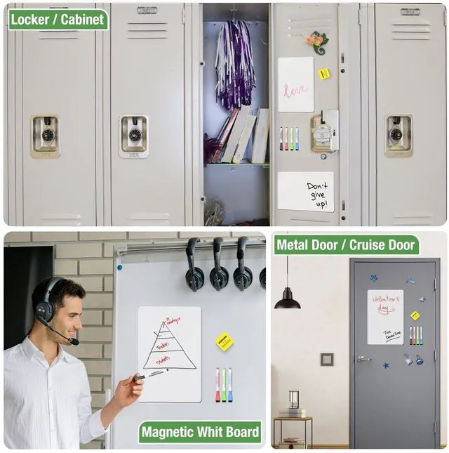 Alt view image 7 of 7 - Magnetic Dry Erase Board: Small Fridge Whiteboard, Flexible Refrigerator Magnet White Board, Blank Writing Note Sheet with Dishwasher Magnet Clean Dirty Sign, 4 Markers & Eraser - 20 x 13