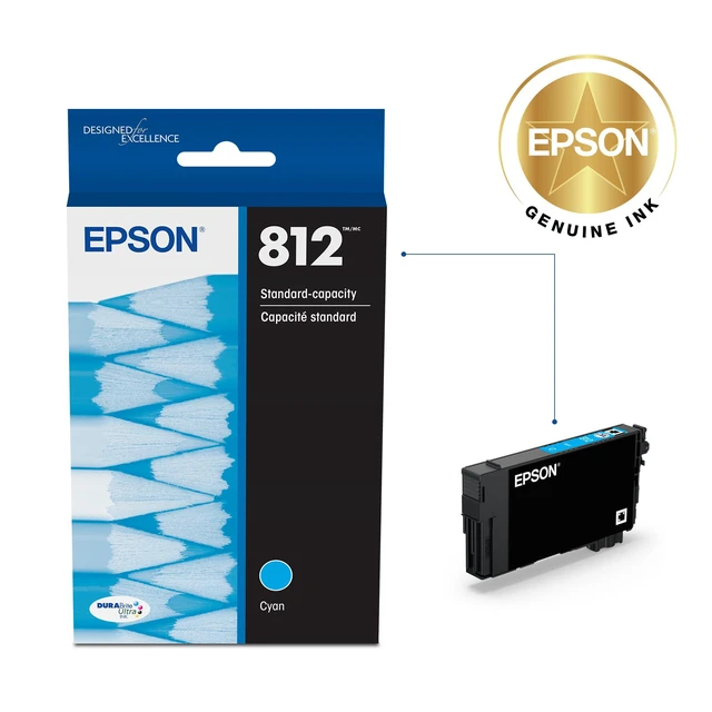 Alt view image 2 of 6 - 812 Genuine Standard Capacity Cyan Ink Cartridge T812220 Works With WorkForce Pro WF-7310 WF-7820 WF-7840 EC-C7000 Printers