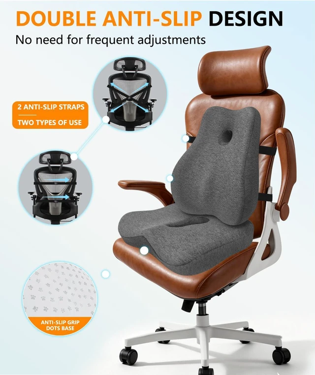 Alt view image 5 of 7 - Lumbar Support Pillow & Seat Cushion for Office Chair, Memory Foam Office Chair Cushion for Tailbone Pain Relief and Lower Back Support, Ergonomic Desk Chair Cushion for Gaming, Wheelchair,Home