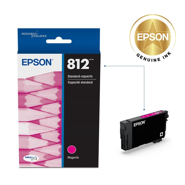 Alt view image 2 of 6 - 812 Genuine Magenta Ink Cartridge Standard Capacity T812320 Works With WorkForce Pro WF-7310 WF-7820 WF-7840 EC-C7000 Printers