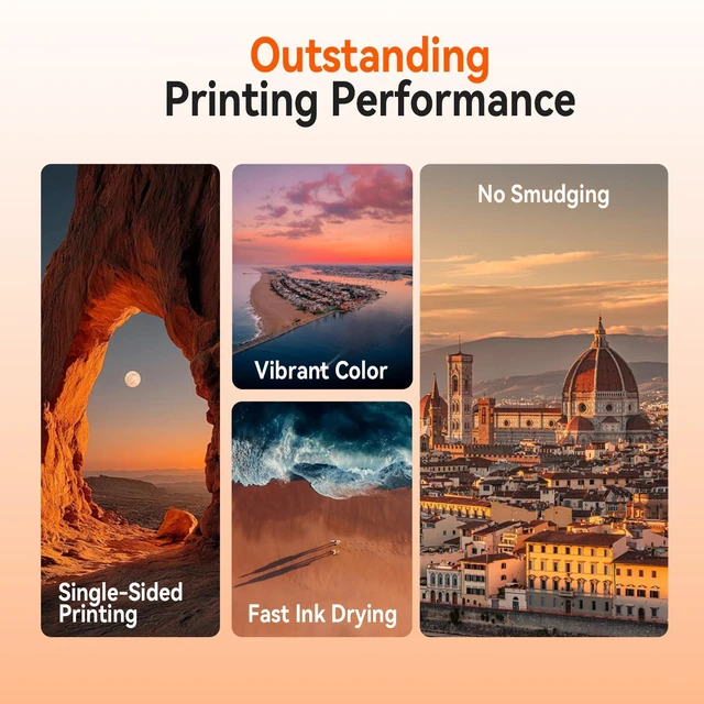 Alt view image 4 of 7 - 180gsm Glossy Inkjet Photo Paper 8.5x11 inches - 220 Sheets High Glossy Printer Paper 48lb 8.5mil for Dye Ink, Fast Dry, Smudge Resistant, for Brochure Paper, Professional Picture Paper