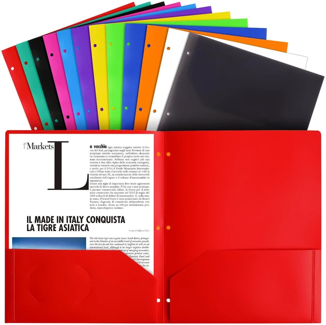 Alt view image 6 of 7 - Plastic Folders, 2 Pockets and 3 Hole, Letter Size,12 Colors Suitable for organizing school assignments, office documents, and family files. 12 vibrant colors for easy categorization