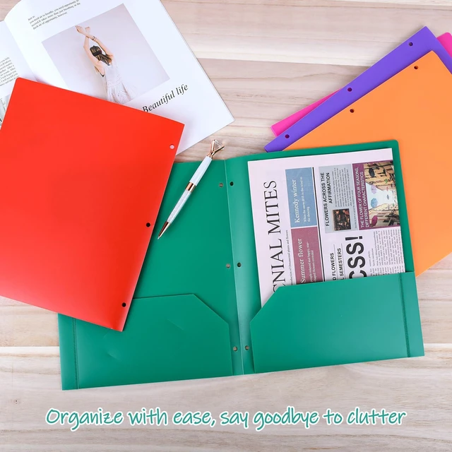 Alt view image 7 of 7 - Plastic Folders, 2 Pockets and 3 Hole, Letter Size,12 Colors Suitable for organizing school assignments, office documents, and family files. 12 vibrant colors for easy categorization