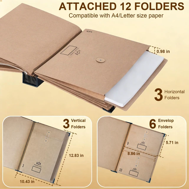 Alt view image 2 of 7 - Expandable Important Document Organizer with Labeled Pockets Expandable labeled pockets organize important papers, passports, certificates, insurance, medical, tax and legal records