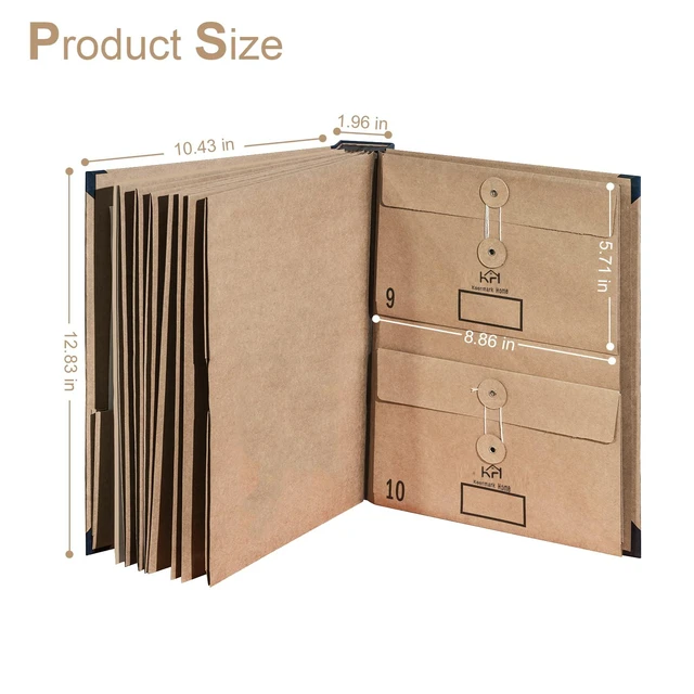 Alt view image 4 of 7 - Expandable Important Document Organizer with Labeled Pockets Expandable labeled pockets organize important papers, passports, certificates, insurance, medical, tax and legal records