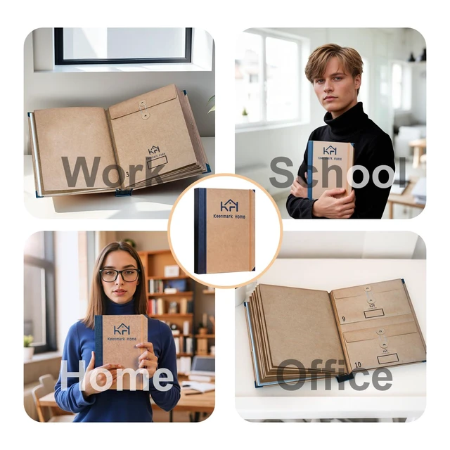 Alt view image 7 of 7 - Expandable Important Document Organizer with Labeled Pockets Expandable labeled pockets organize important papers, passports, certificates, insurance, medical, tax and legal records