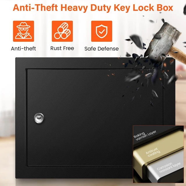 Alt view image 3 of 7 - 50 Keys Key Cabinet with Drop Slot Anti-Theft Key Lock Box with Key Tags, Adjustable Key Organizer Wall Safe for Car Office House Garage Rental Business