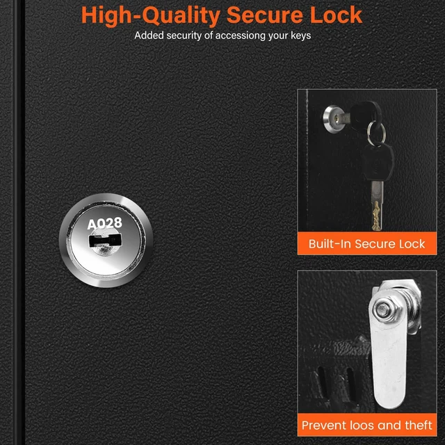 Alt view image 7 of 7 - 50 Keys Key Cabinet with Drop Slot Anti-Theft Key Lock Box with Key Tags, Adjustable Key Organizer Wall Safe for Car Office House Garage Rental Business