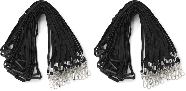 Main image of Lanyards Safety Black Lanyards Neck Flat Premium Breakaway Badge Lanyard with J-Hook for ID Nametag Badge Holder (Black, 50 PCS) (Pack of 2)