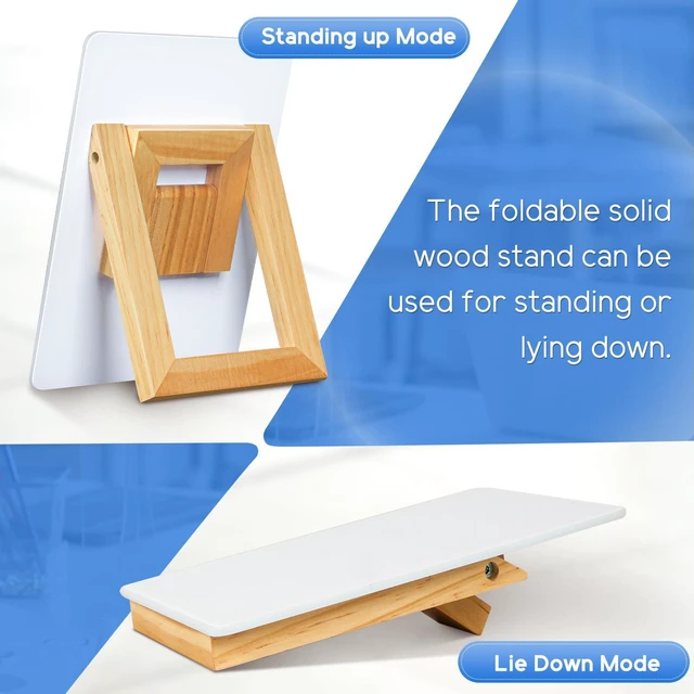 Alt view image 2 of 7 - Desktop Glass Whiteboard, 9.5"x 6.7" Desk Dry Erase Board with Wood Stand Reversible Wooden Stand, Small Dry Erase Board, Portable Whiteboard for Desk, Reusable Desk Notepad for Home, Office