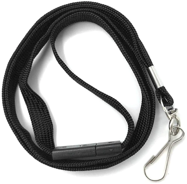 Alt view image 5 of 6 - Lanyards Safety Black Lanyards Neck Flat Premium Breakaway Badge Lanyard with J-Hook for ID Nametag Badge Holder (Black, 50 PCS) (Pack of 2)