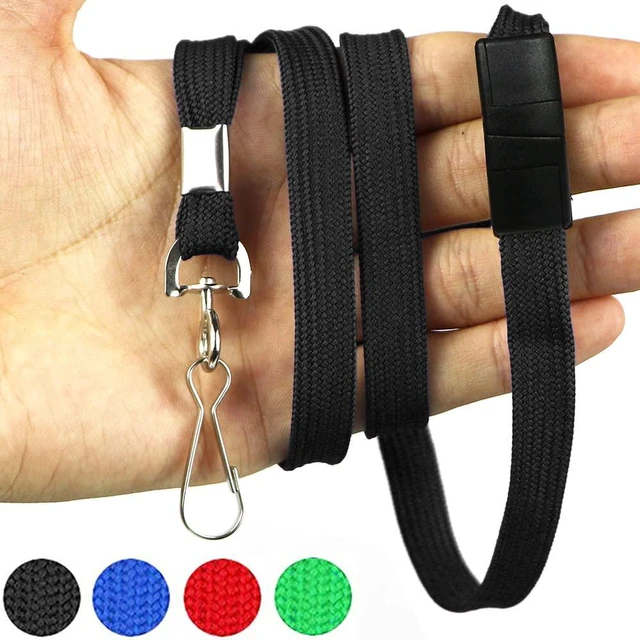 Alt view image 6 of 6 - Lanyards Safety Black Lanyards Neck Flat Premium Breakaway Badge Lanyard with J-Hook for ID Nametag Badge Holder (Black, 50 PCS) (Pack of 2)