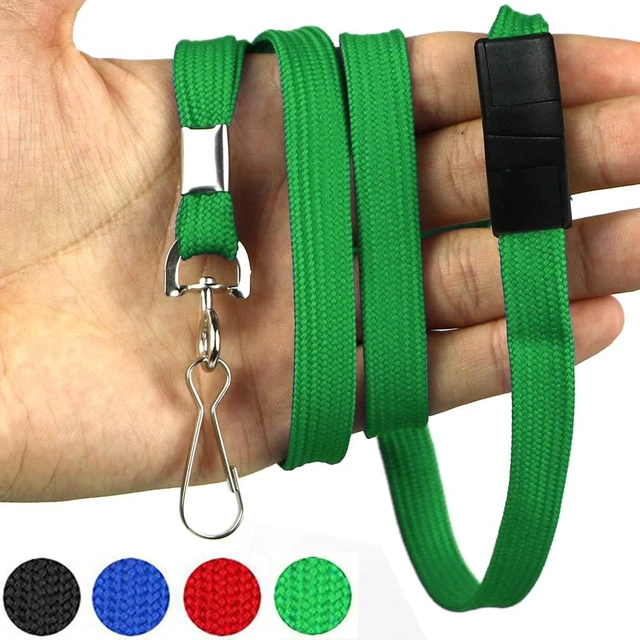 Alt view image 6 of 6 - Lanyards Safety Black Lanyards Neck Flat Premium Breakaway Badge Lanyard with J-Hook for ID Nametag Badge Holder (Green, 50 PCS) (Pack of 2)