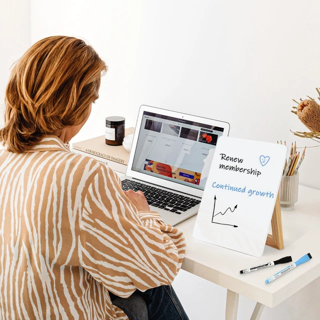 Alt view image 5 of 7 - Desktop Glass Whiteboard, 9.5"x 6.7" Desk Dry Erase Board with Wood Stand Reversible Wooden Stand, Small Dry Erase Board, Portable Whiteboard for Desk, Reusable Desk Notepad for Home, Office