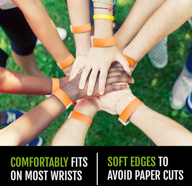 Alt view image 5 of 7 - 5,000 Neon Orange Tyvek Wristbands for Events Comfortable Water/Tear-Resistant - USA Made Tyvek Wristband ID Bracelets for Events, Concerts, Party Security, VIP Admission