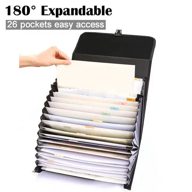 Alt view image 2 of 6 - 2 Pack 25 Pockets Letter Size/A4 Accordion File Organizer with Handle, Expanding File Folder, Expandable Document Paper Organizer for Travel School Office
