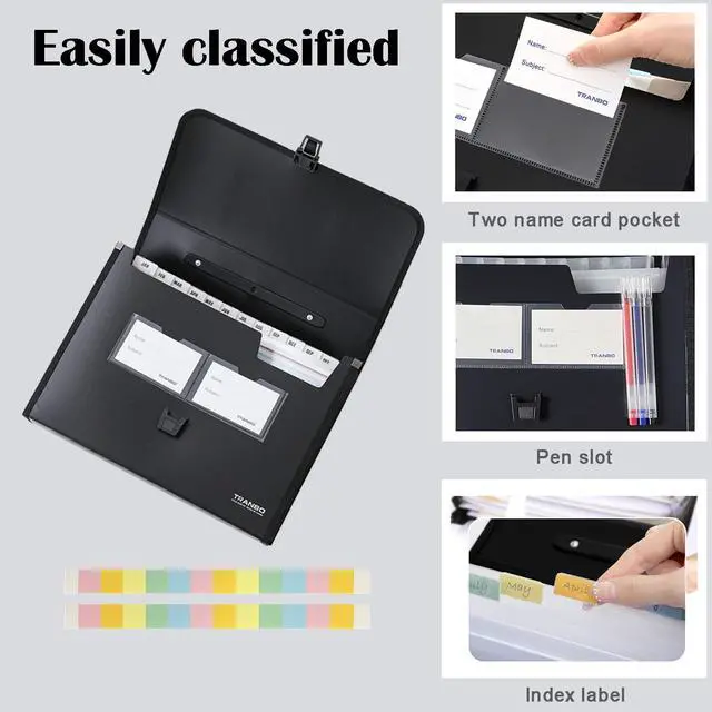 Alt view image 3 of 6 - 2 Pack 25 Pockets Letter Size/A4 Accordion File Organizer with Handle, Expanding File Folder, Expandable Document Paper Organizer for Travel School Office