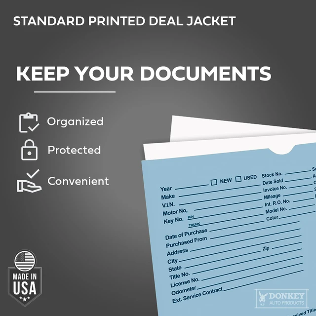 Alt view image 3 of 7 - Printed Vehicle Deal Envelopes 9x12 Deal Jackets (100 shrink wrapped) (Blue)