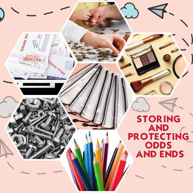 Alt view image 5 of 6 - 100Pcs Mesh Pencil Pouch,White Pouch Black Zipper,A6 Small Zipper Pencil Pouches Bulk, Waterproof Clear Storage Bag, Multipurpose for Cash Board Game Passport Office