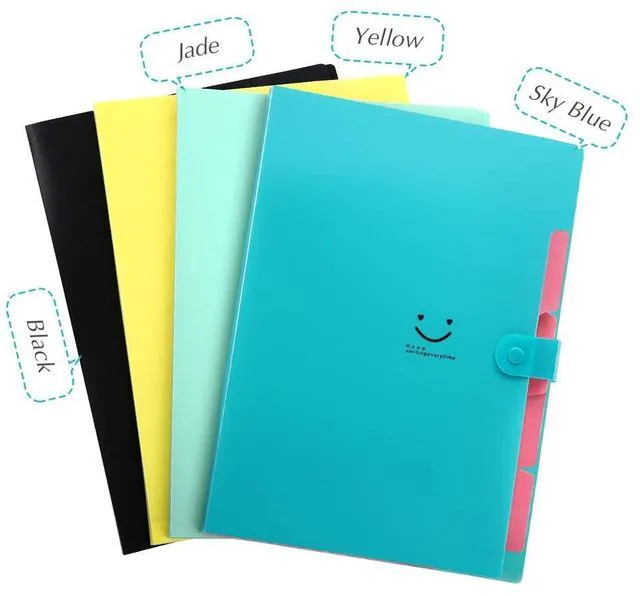 Alt view image 2 of 7 - Expanding File Folder with 32 Labels, 5 Pockets A4 Letter Size Accordion Folder Paper Organizer for School and Office Pack of 4