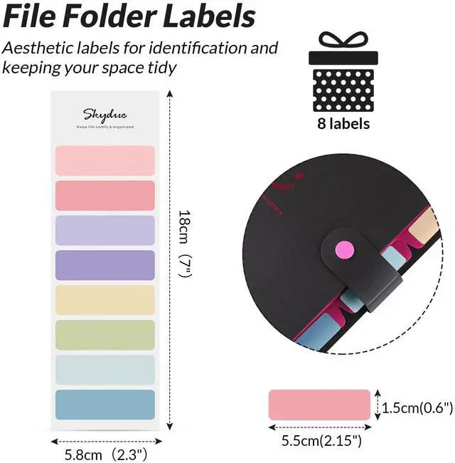 Alt view image 4 of 7 - Expanding File Folder with 32 Labels, 5 Pockets A4 Letter Size Accordion Folder Paper Organizer for School and Office Pack of 4