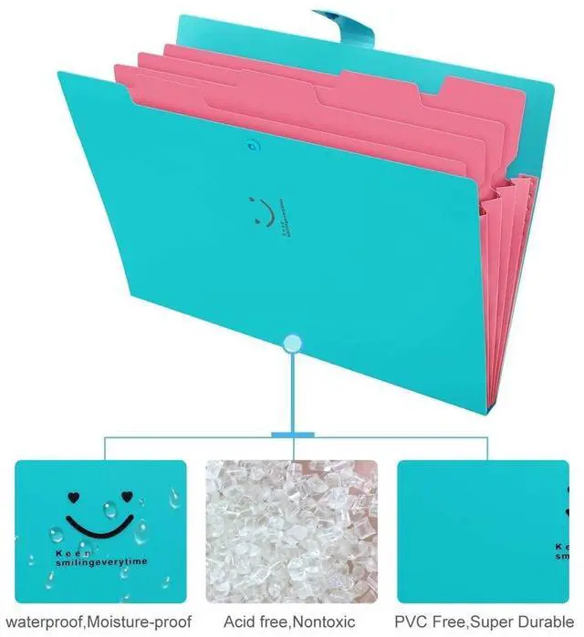 Alt view image 6 of 7 - Expanding File Folder with 32 Labels, 5 Pockets A4 Letter Size Accordion Folder Paper Organizer for School and Office Pack of 4