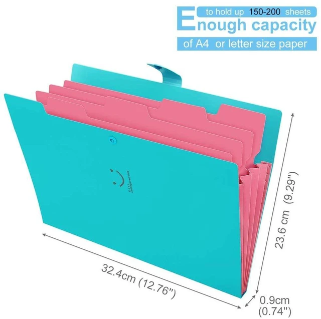 Alt view image 7 of 7 - Expanding File Folder with 32 Labels, 5 Pockets A4 Letter Size Accordion Folder Paper Organizer for School and Office Pack of 4