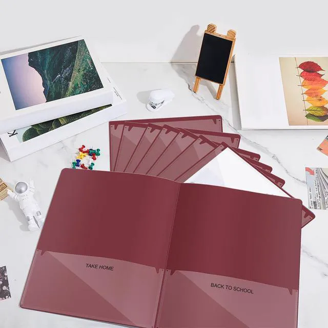 Alt view image 4 of 7 - 72 Pcs Plastic Take Home Folders with 2 Pockets Parent Teacher Classroom Communication Homework Folder for Students Parent Teacher Connect (Dark Red)