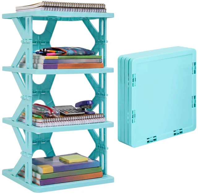 Main image of 4 Tier Foldable Locker Organizer Shelf School Storage,Blue