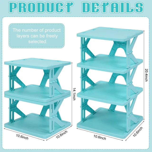 Alt view image 2 of 6 - 4 Tier Foldable Locker Organizer Shelf School Storage,Blue