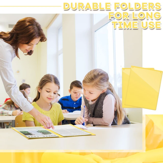 Alt view image 7 of 7 - 72 Pcs Plastic Take Home Folders with 2 Pockets Parent Teacher Classroom Communication Homework Folder for Students Parent Teacher Connect (Yellow)