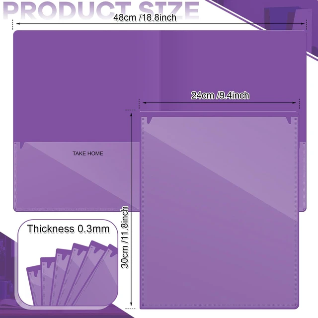 Alt view image 2 of 7 - 72 Pcs Plastic Take Home Folders with 2 Pockets Parent Teacher Classroom Communication Homework Folder for Students Parent Teacher Connect (Purple)