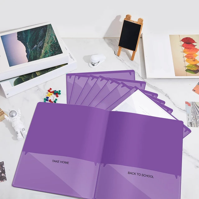 Alt view image 4 of 7 - 72 Pcs Plastic Take Home Folders with 2 Pockets Parent Teacher Classroom Communication Homework Folder for Students Parent Teacher Connect (Purple)