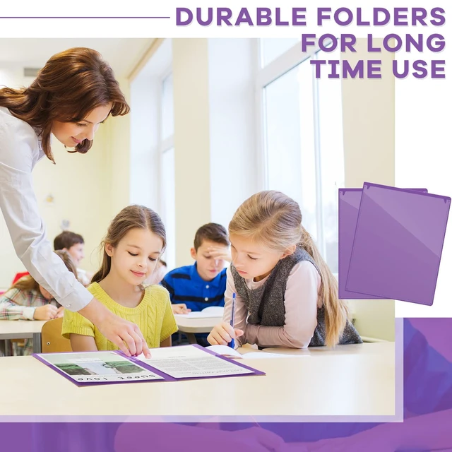 Alt view image 6 of 7 - 72 Pcs Plastic Take Home Folders with 2 Pockets Parent Teacher Classroom Communication Homework Folder for Students Parent Teacher Connect (Purple)