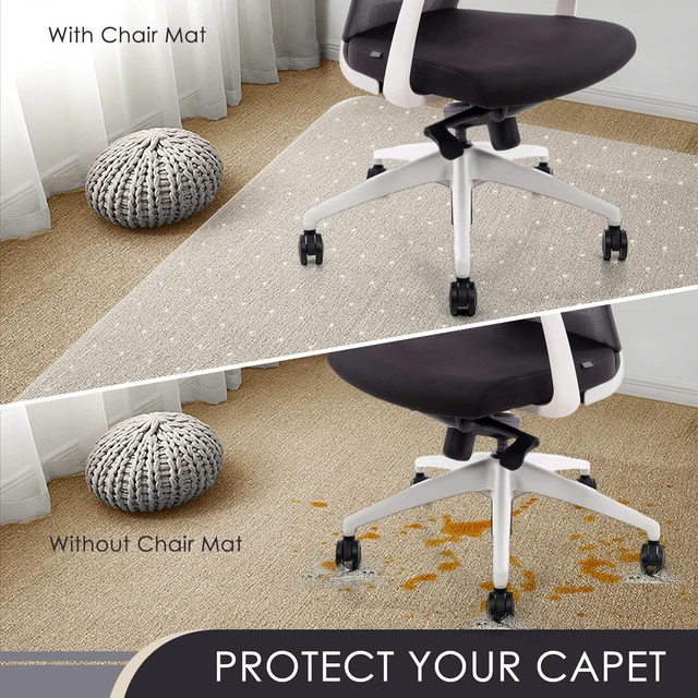 Alt view image 2 of 7 - Office Chair Mat for Carpet, Set of 2, Heavy Duty Computer Chair Mat 32''x55'', Under Desk Protector Carpeted Clear Floors Mat, Easy Chair Movement,Ship Flat