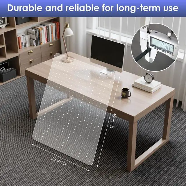 Alt view image 2 of 7 - Office Chair Mat for Carpet,32x49 Clear Heavy Duty Computer Chair Mat Under Desk Protector Carpeted Floors Mat, Easy Chair Movement,Ship Flat