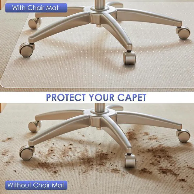 Alt view image 4 of 7 - Office Chair Mat for Carpet, Clear Heavy Duty Computer Chair Mat 36''x48'', Under Desk Protector Carpeted Floors Mat, Easy Chair Movement,Ship Flat