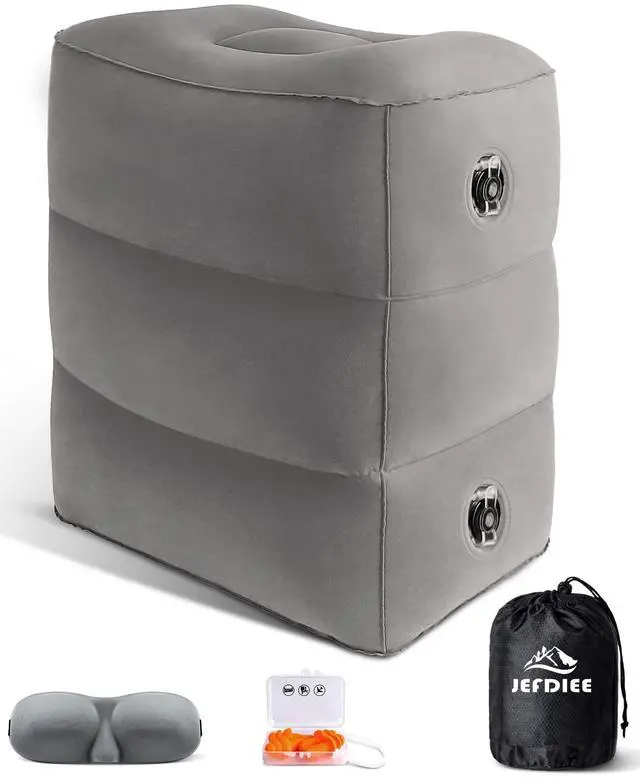 Main image of Inflatable Foot Rest Pillow, Kids Airplane Bed, Adjustable Height Leg Rest Pillow, Airplane Travel Essentials Great for Airplane, Office, Home, Trains, Cars(Grey)