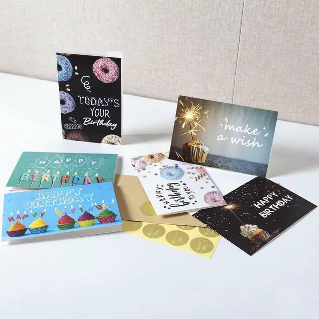 Alt view image 5 of 6 - 160 Happy Birthday Cards with Envelopes, Birthday Cards Bulk with Short Generic Message Inside, 20 Unique Designs, 4x6 inches, Birthday Cards Assortment for Business and Personal