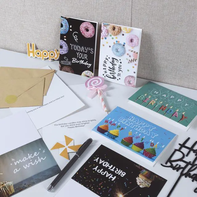 Alt view image 4 of 6 - 160 Happy Birthday Cards with Envelopes, Birthday Cards Bulk with Short Generic Message Inside, 20 Unique Designs, 4x6 inches, Birthday Cards Assortment for Business and Personal