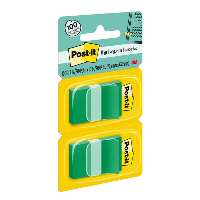 Alt view image 3 of 7 - Flags, 50/Dispenser, 2 Dispensers/Pack, 1 in Wide, Green (680-GN2) (Pack of 2)