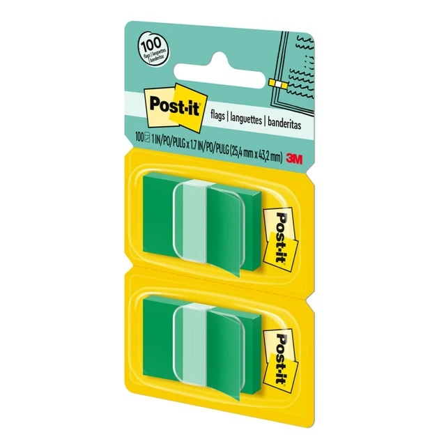 Alt view image 4 of 7 - Flags, 50/Dispenser, 2 Dispensers/Pack, 1 in Wide, Green (680-GN2) (Pack of 2)