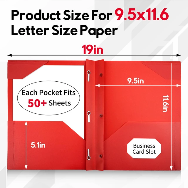 Alt view image 2 of 7 - 12-Pack Plastic Folders with 2 Pockets, 1/3 Cut Pockets Fit Letter Size Paper, Heavy Duty 3 Prong Folder with Business Card Slot Colored for Back to School, Office & Home