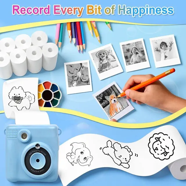 Alt view image 5 of 7 - 30 Rolls Kids Camera Paper Roll Refill Compatible with Most Instant Print Cameras for Kids BPA Free 2.24"x0.98"