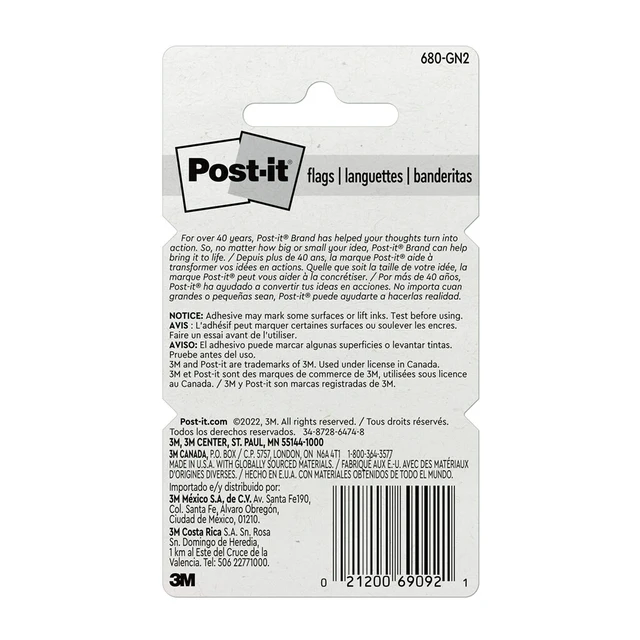 Alt view image 6 of 7 - Flags, 50/Dispenser, 2 Dispensers/Pack, 1 in Wide, Green (680-GN2) (Pack of 2)